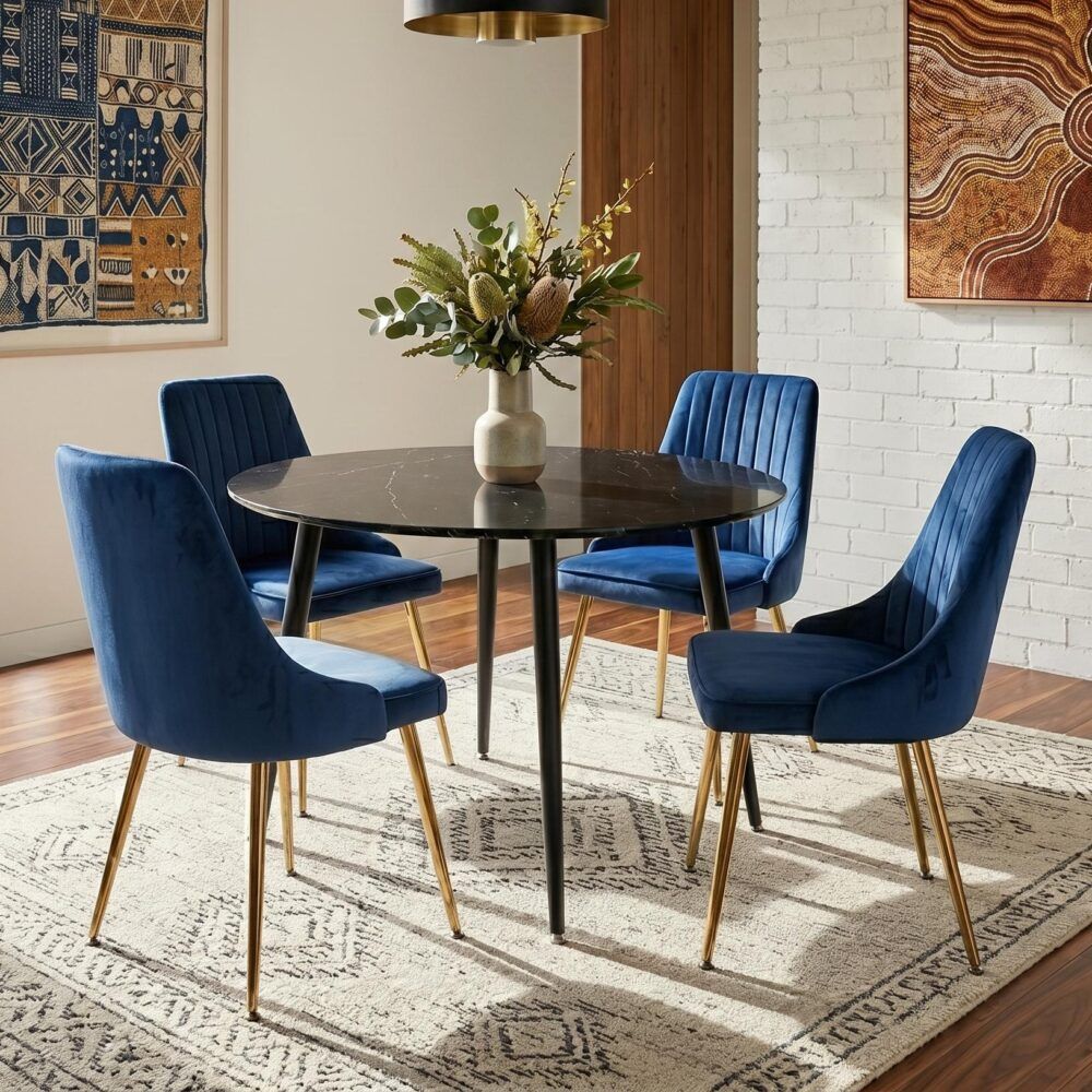Blue Velvet Bistro Dining Set