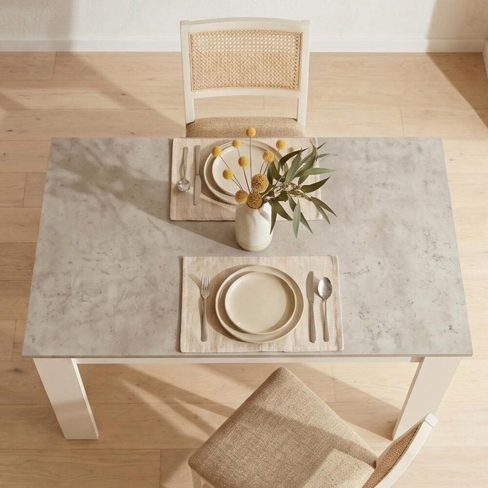 Dining Table Rectangular Wooden 120M-Grey&amp;White
