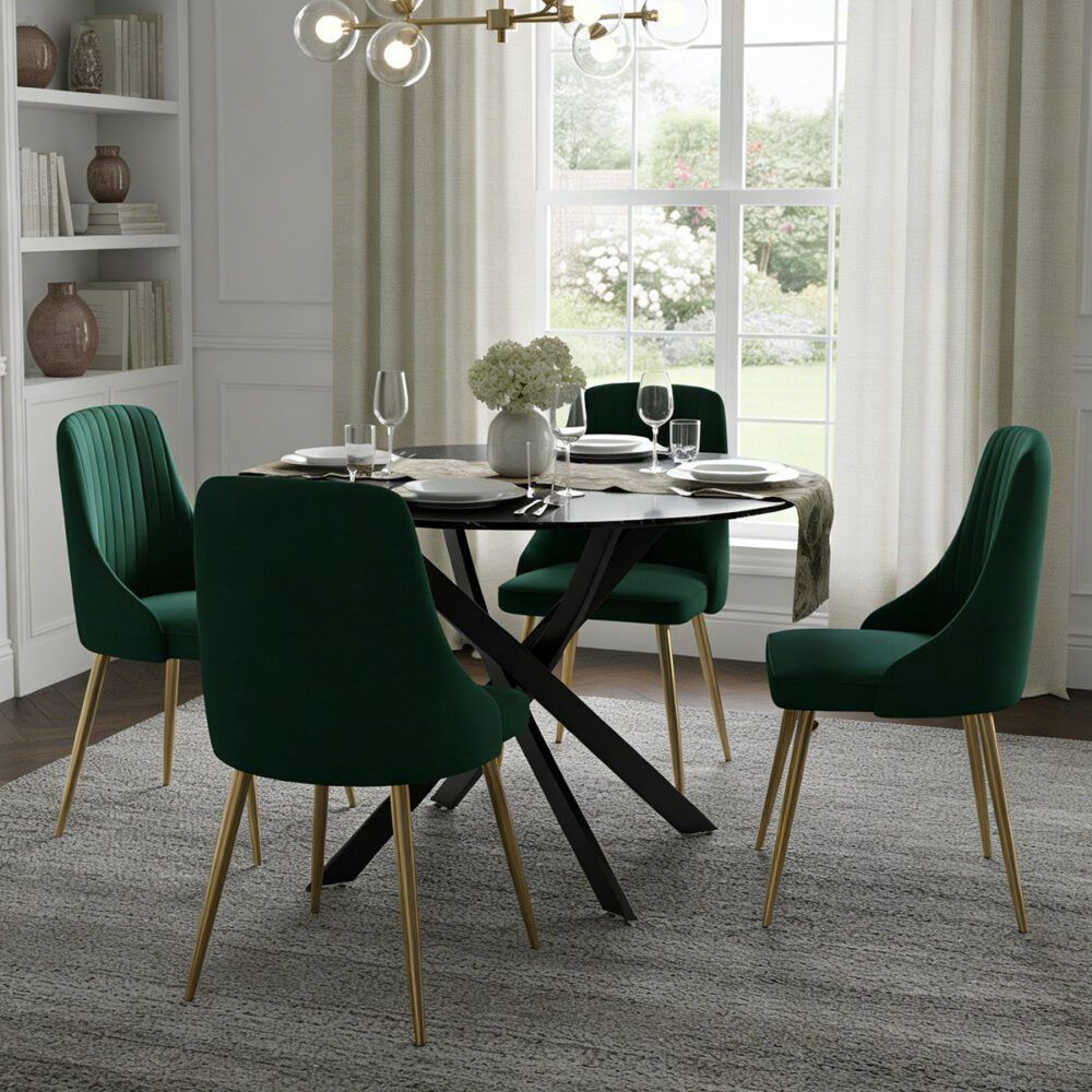 The Velvet Marble Table and Chair Set