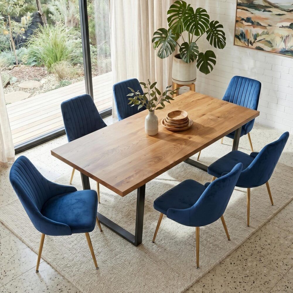 Dinero: Navy Velvet&Natural Table Set