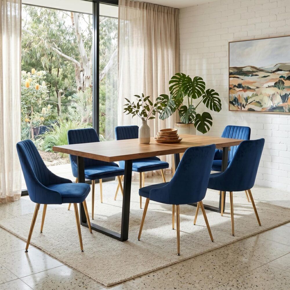 Dinero: Navy Velvet&Natural Table Set