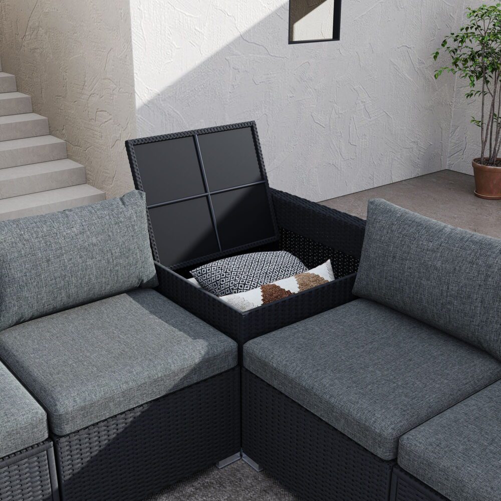 6PCS Outdoor Modular Lounge Sofa Coogee-Black