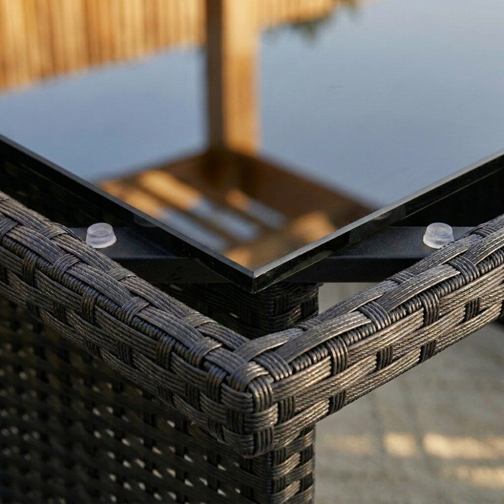 Ella 8-Seater Modular Outdoor Garden Lounge and Dining Set with Table and Stools in Black