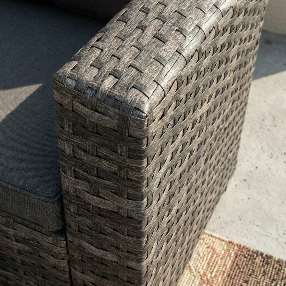 Ella 8-Seater Modular Outdoor Garden Lounge and Dining Set with Table and Stools in Dark Grey Weave