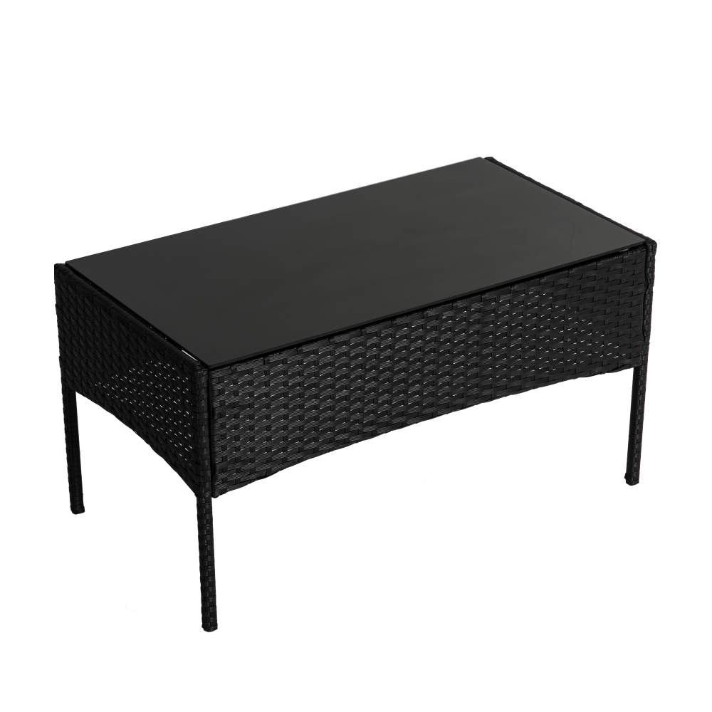 4 Seater Wicker Outdoor Lounge Set-Black