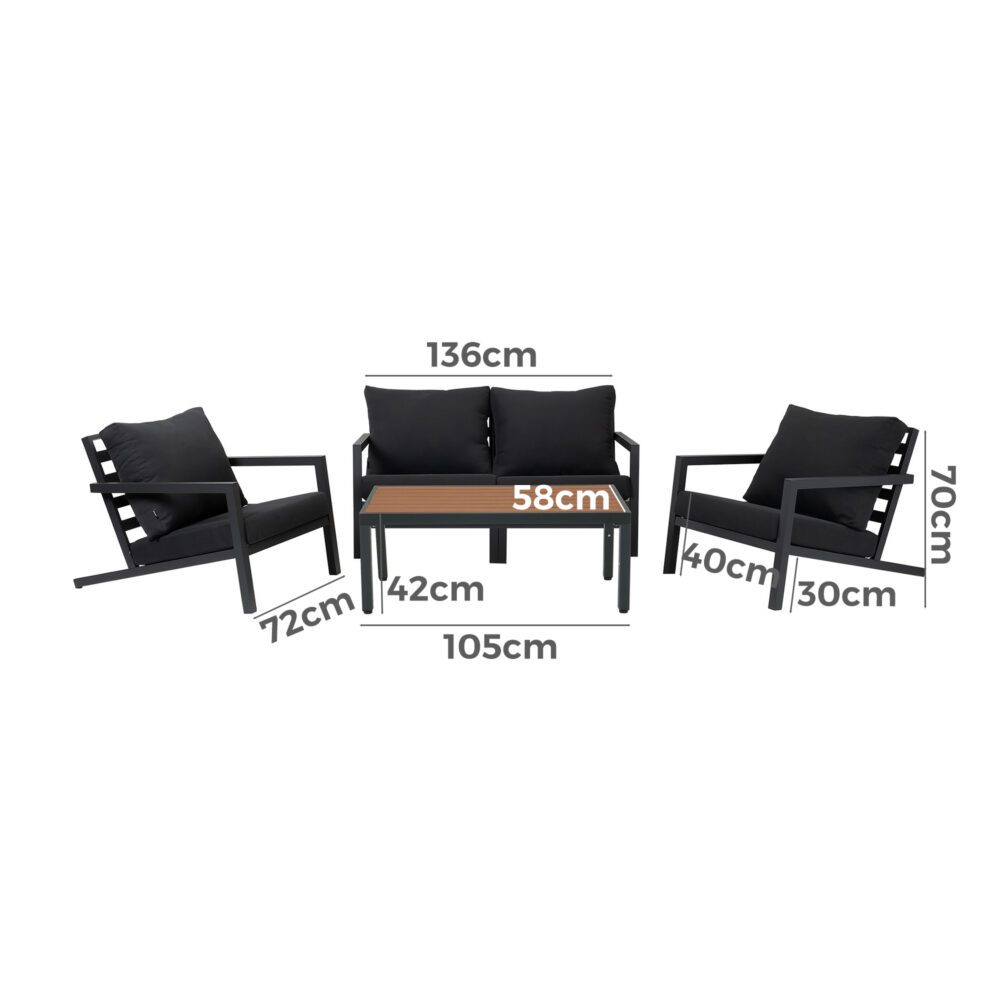 Aidan Garden Furniture Set in Slate Grey — 5 pieces