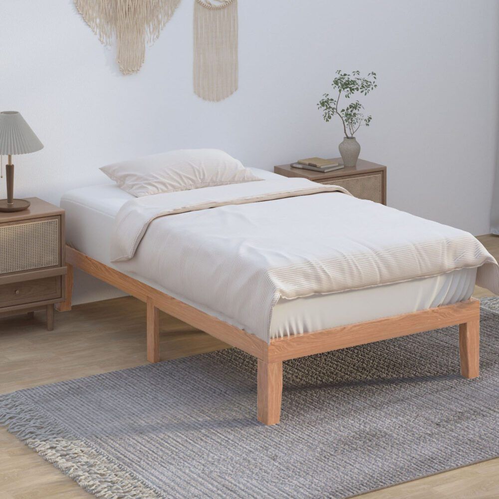Single Size Warm Wooden Natural Bed Base Frame – King Single