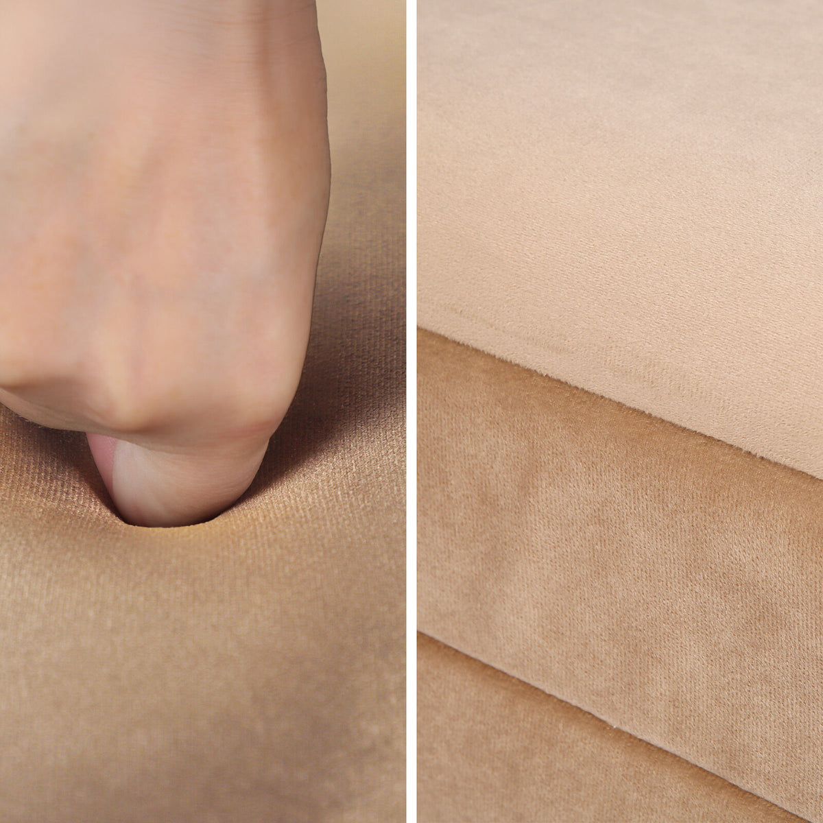 La Bella Coffee Table Storage Ottoman - Velvet Blanket Box Bench DEMI - CAMEL BEIGE