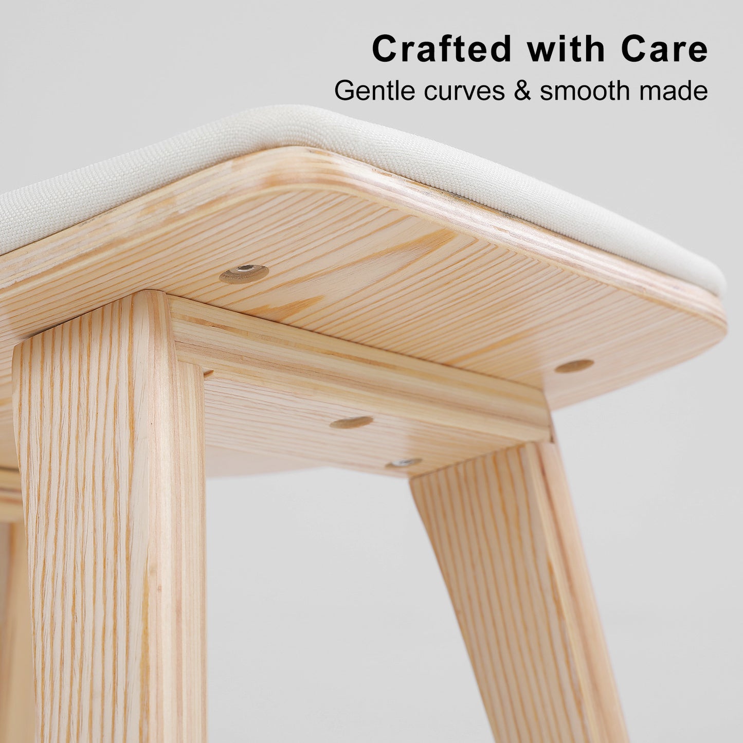 4X Wooden Bar Stool Padded Fabric Dining Chair KANSO 65cm BEIGE