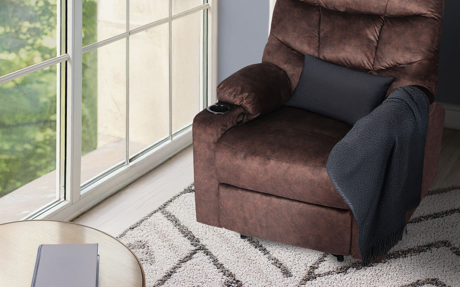 8-Point Electric Massage Recliner Chair - Leathaire Lounge Sofa Armchair AVERY BROWN