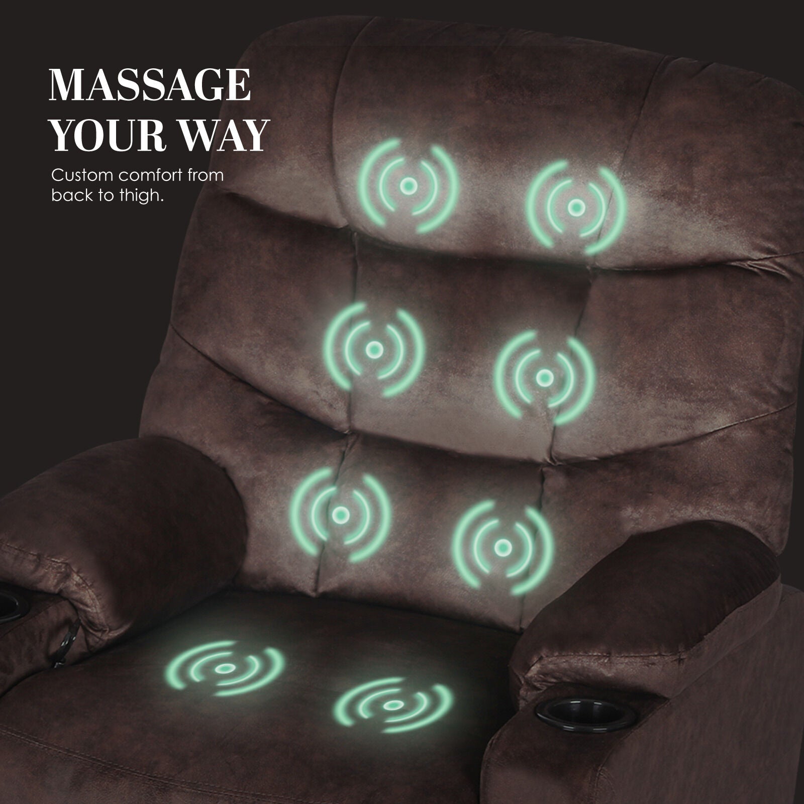 8-Point Electric Massage Recliner Chair - Leathaire Lounge Sofa Armchair AVERY BROWN