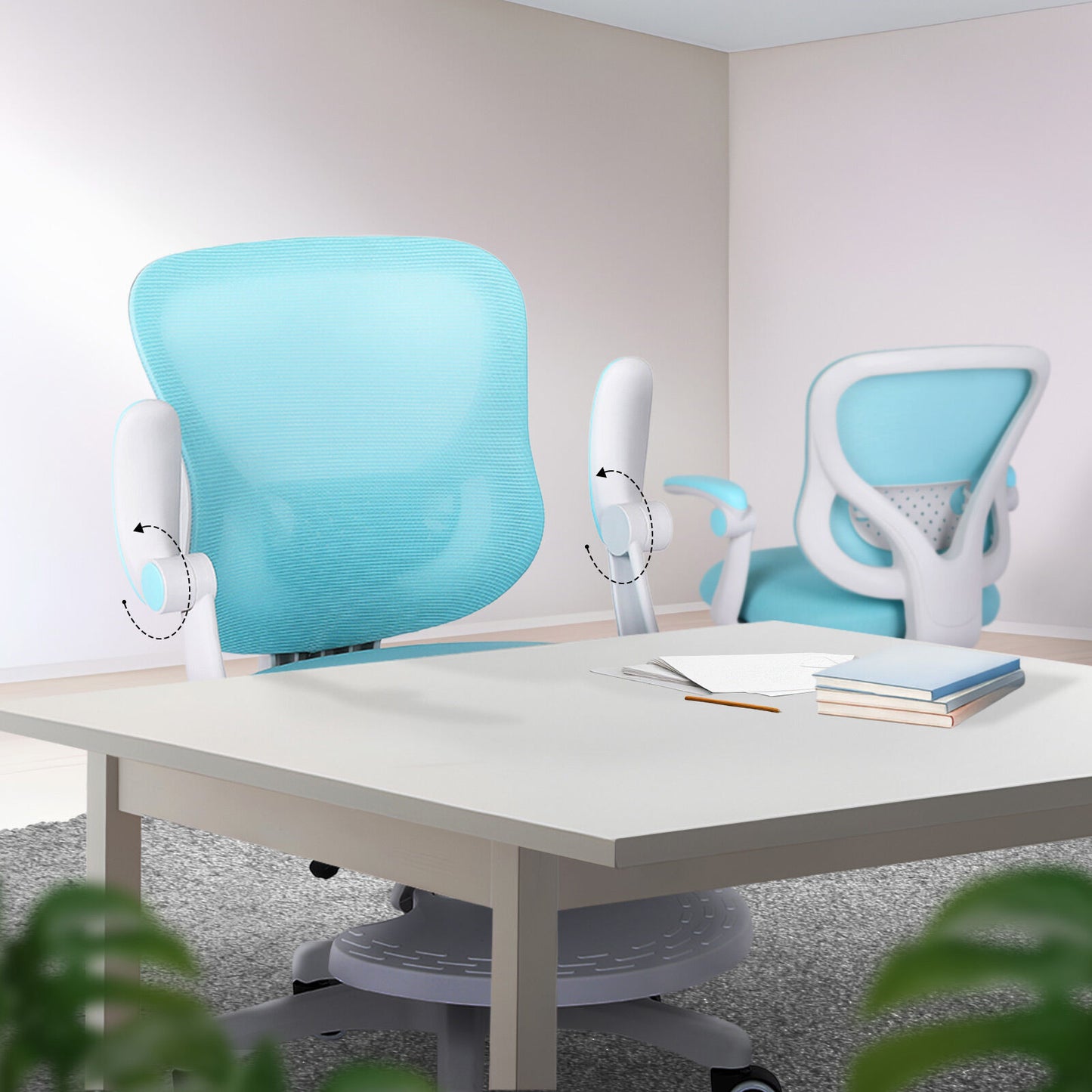 Kids Desk Chair - Children Office Study Seat with Footrest CILO - Blue