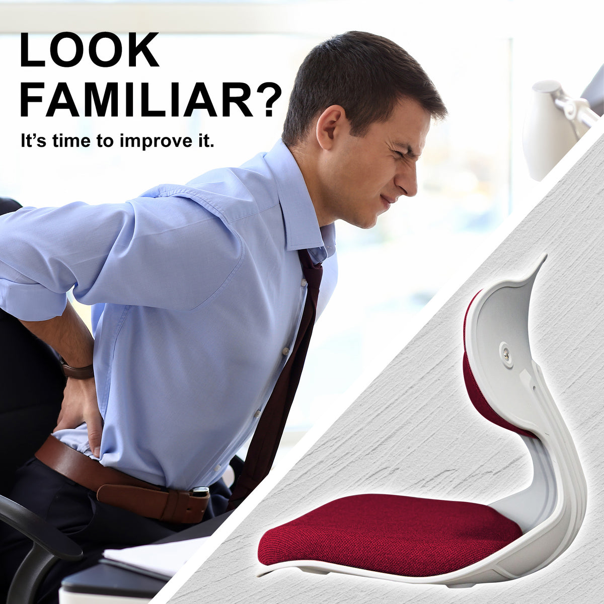 Slender Chair Posture Correction Seat Floor Lounge Padded, Red
