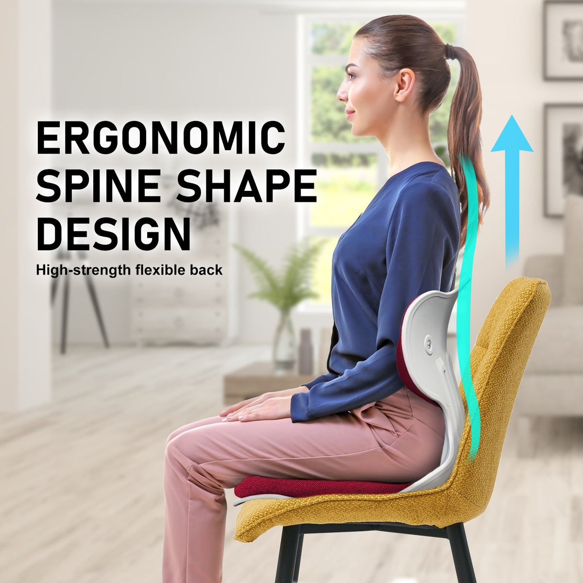 Slender Chair Posture Correction Seat Floor Lounge Padded, Red