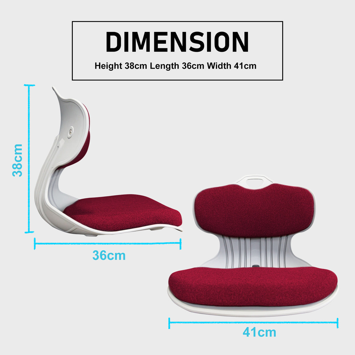 Slender Chair Posture Correction Seat Floor Lounge Padded, Red