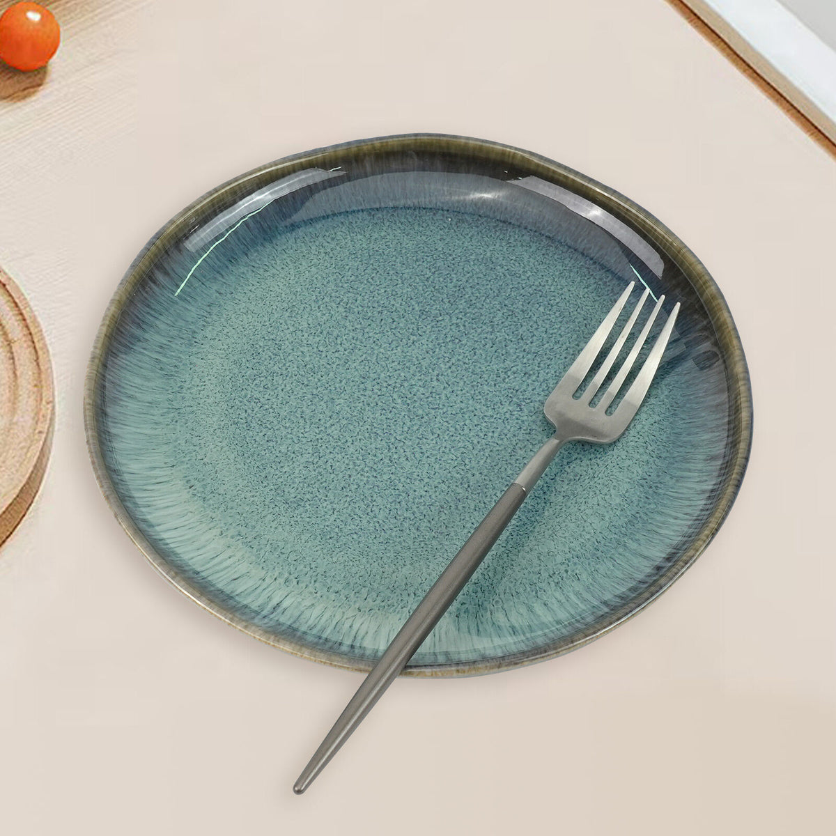 3 Pieces Reactive Glazed Ceramic Organic Fine Dinner Set