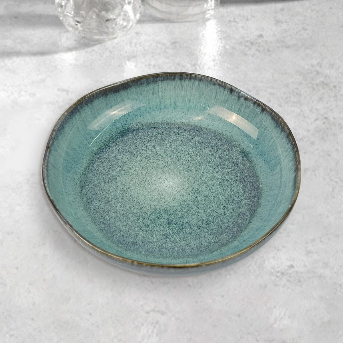3 Pieces Reactive Glazed Ceramic Organic Fine Dinner Set
