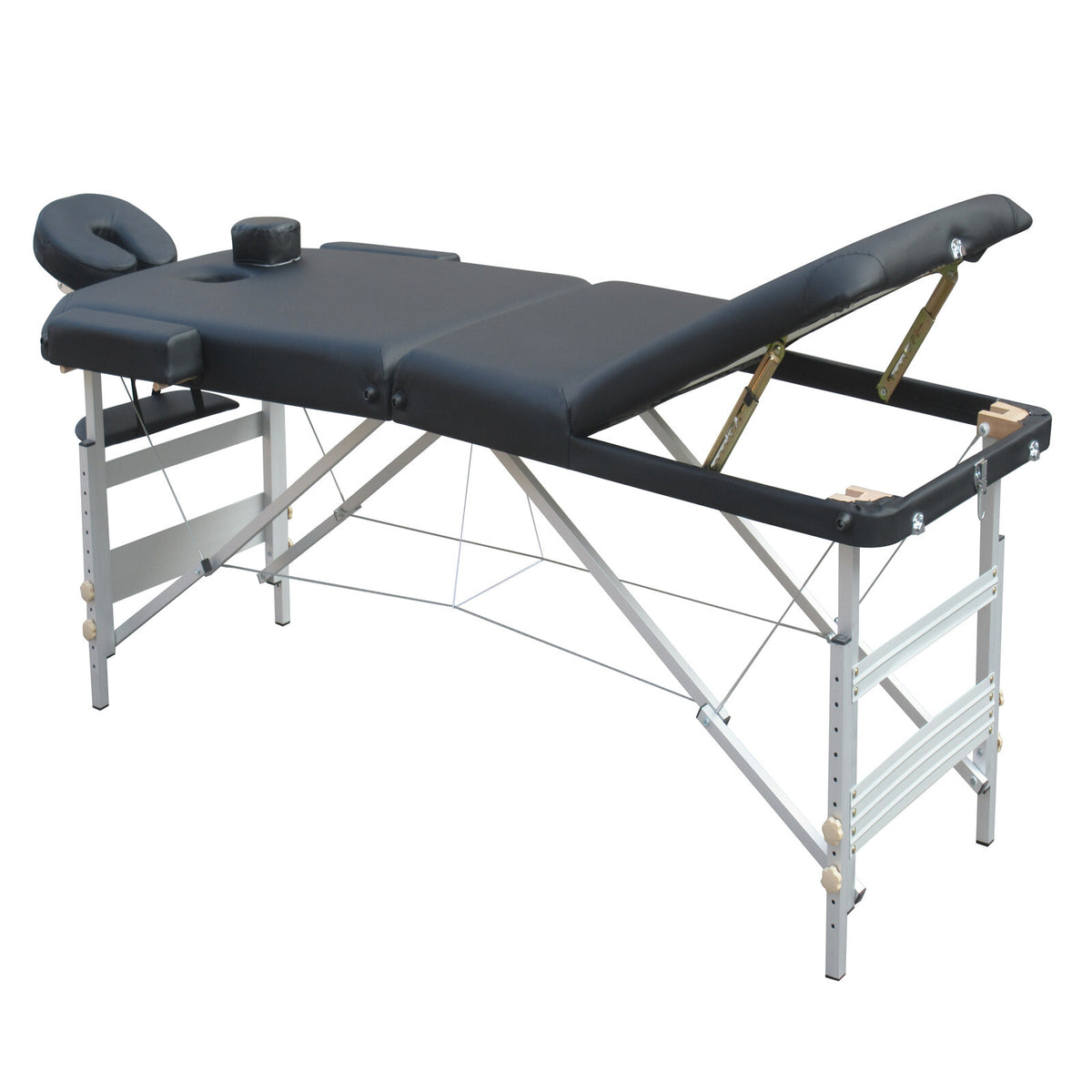 YES4HOMES 3 Fold Portable Aluminium Massage Table Massage, Black
