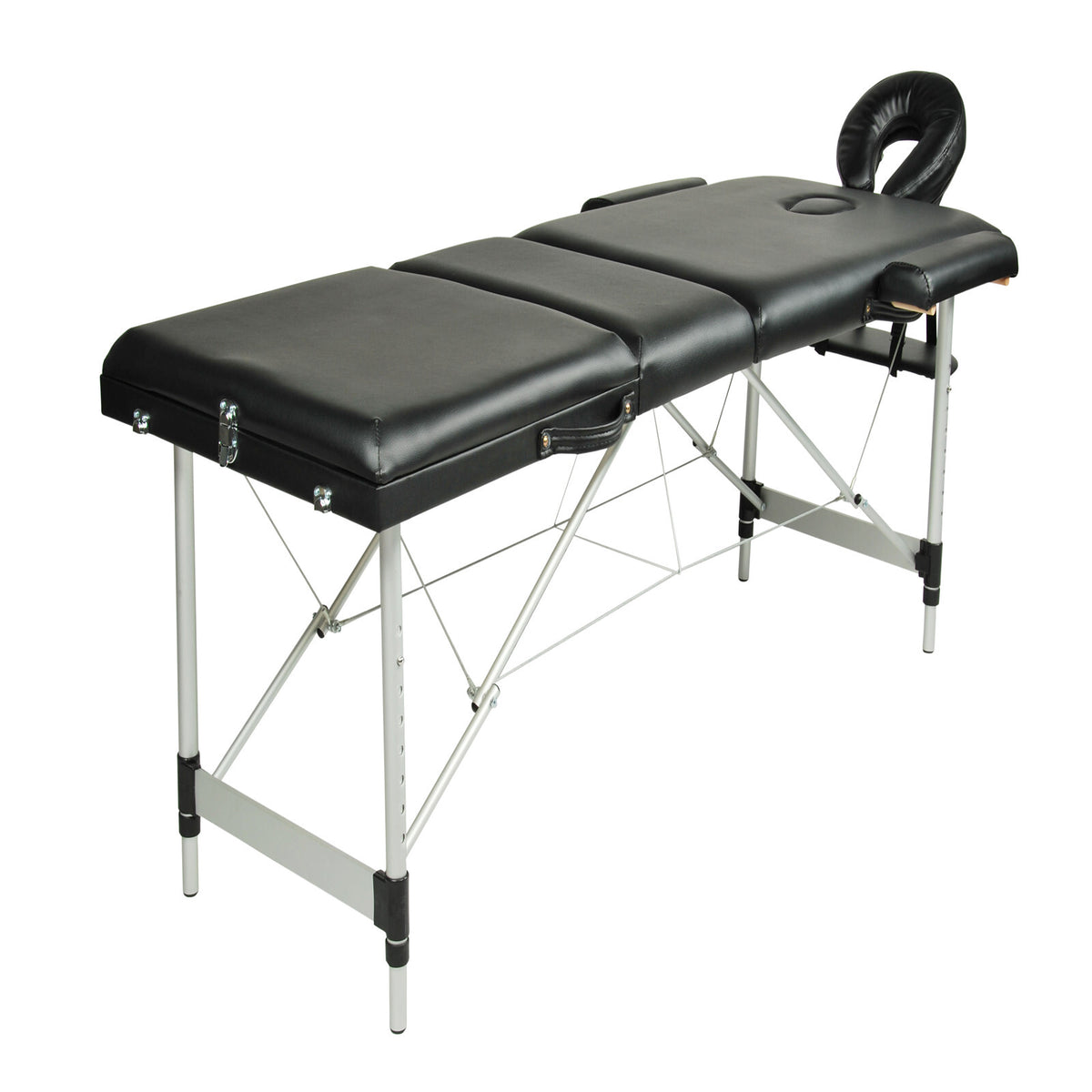 YES4HOMES Black 3 Fold Portable Aluminium Massage Table