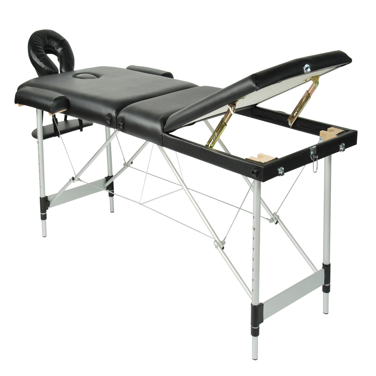 YES4HOMES Black 3 Fold Portable Aluminium Massage Table