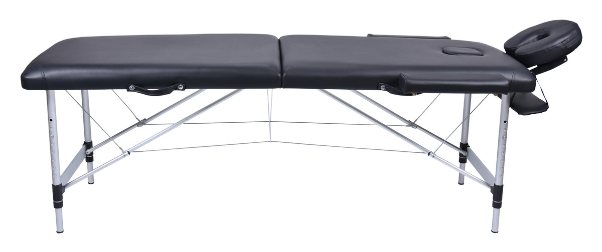YES4HOMES 2 Fold Portable Aluminium Massage Table Massage, Black