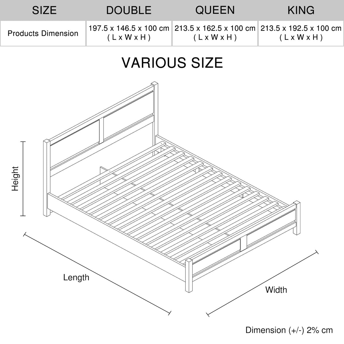 4 Pieces Bedroom Suite Natural Wood Like MDF Structure Double
