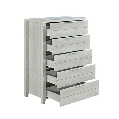 4 Pieces Bedroom Suite Natural Wood Like MDF Structure Queen