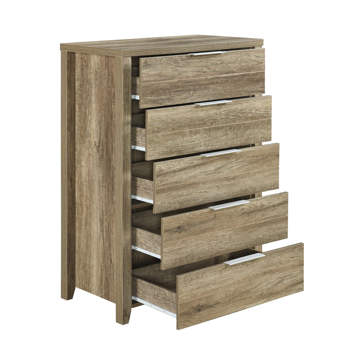5 Pieces Bedroom Suite Natural Wood Like MDF Structure King