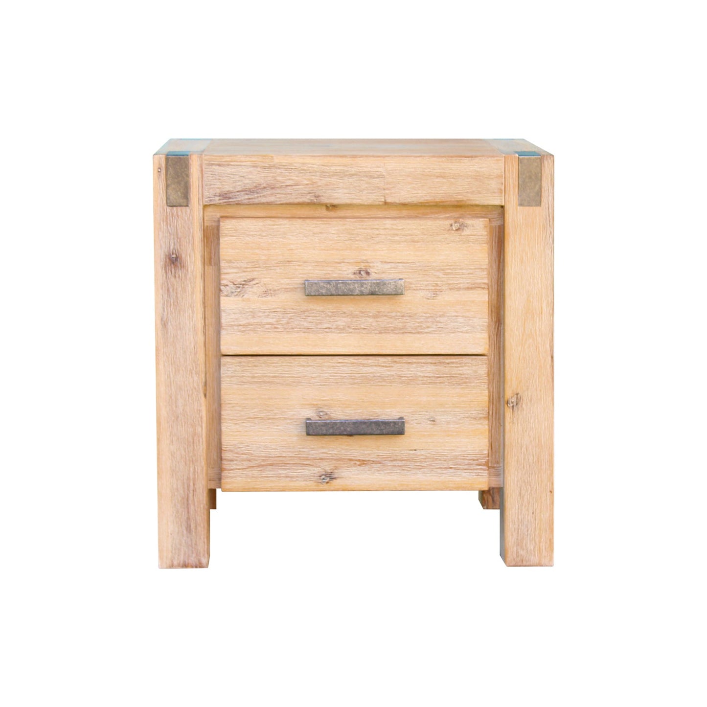 4 Pieces Bedroom Suite in Solid Wood Veneered Acacia Construction Timber Slat King Single Size Oak Colour Bed, Bedside Table & Dresser