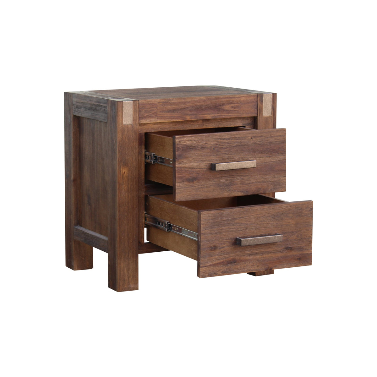 4 Pieces Bedroom Suite in Solid Wood Veneered Acacia Construction Queen