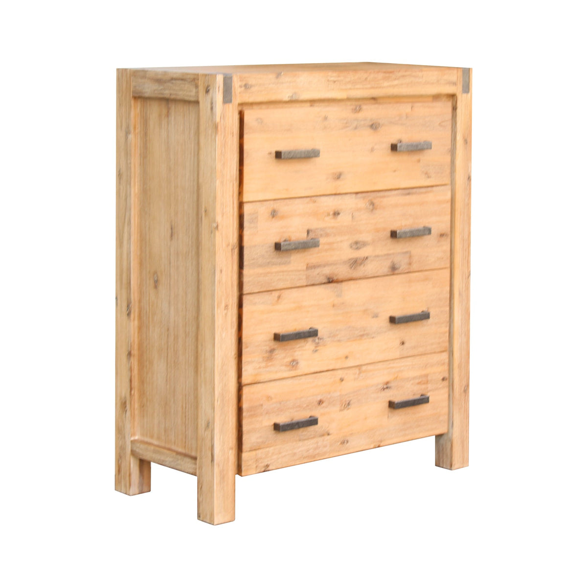 4 Pieces Bedroom Suite in Solid Wood Veneered Acacia Construction King Single