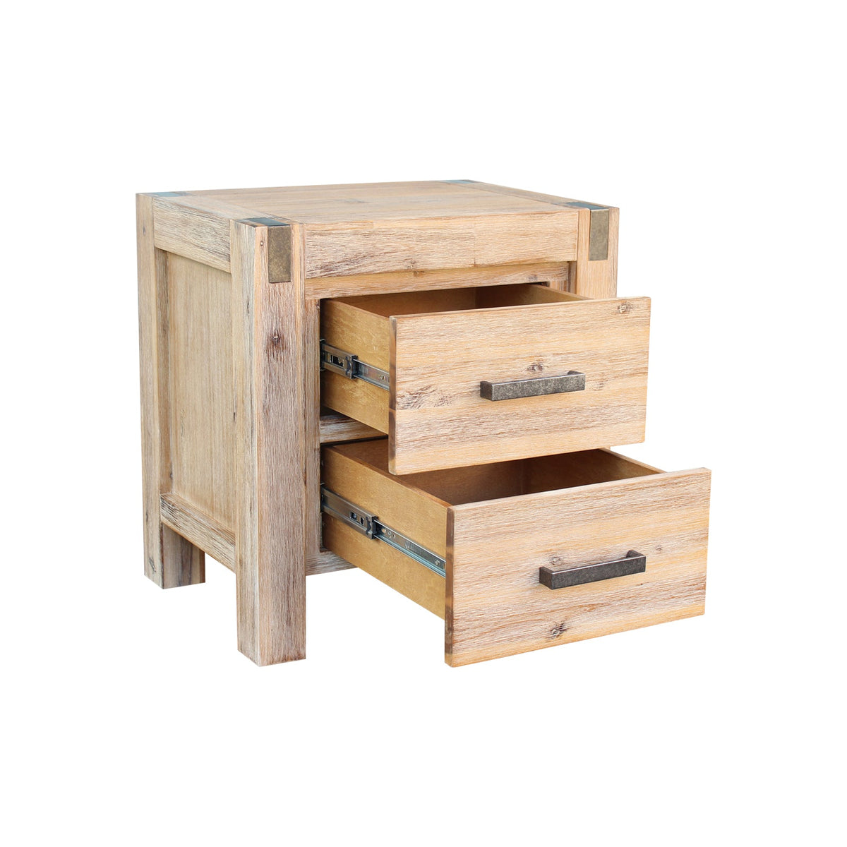 5 Pieces Bedroom Suite in Solid Wood Veneered Acacia Construction Double