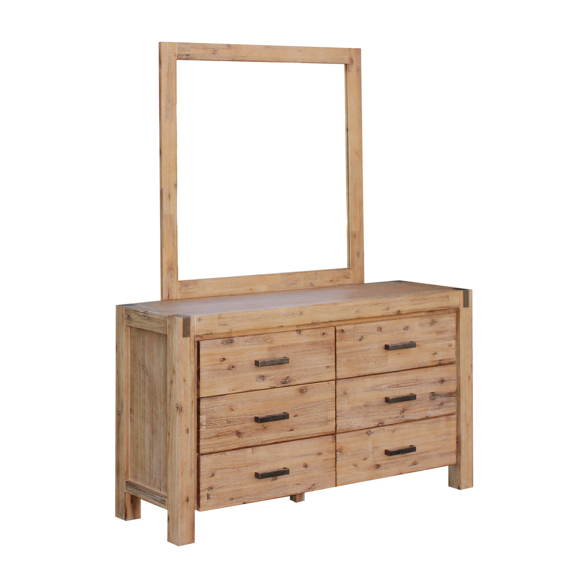 5 Pieces Bedroom Suite in Solid Wood Veneered Acacia Construction Queen