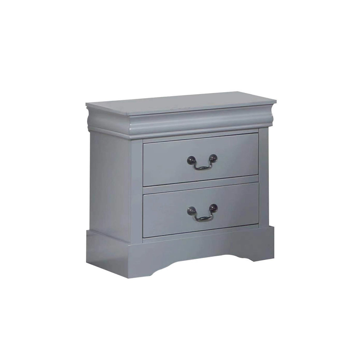 5 Pieces Bedroom Suite in Solid Wood & MDF Queen Size Grey Colour Bed, Bedside Table, Dresser & Tallboy