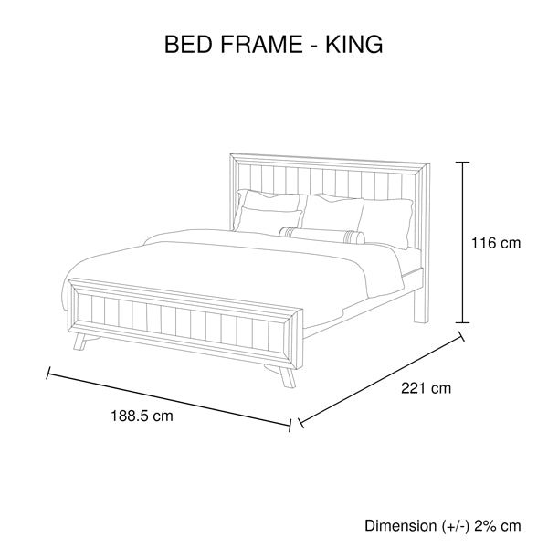 4 Pieces Bedroom Suite King Size Silver Brush in Acacia