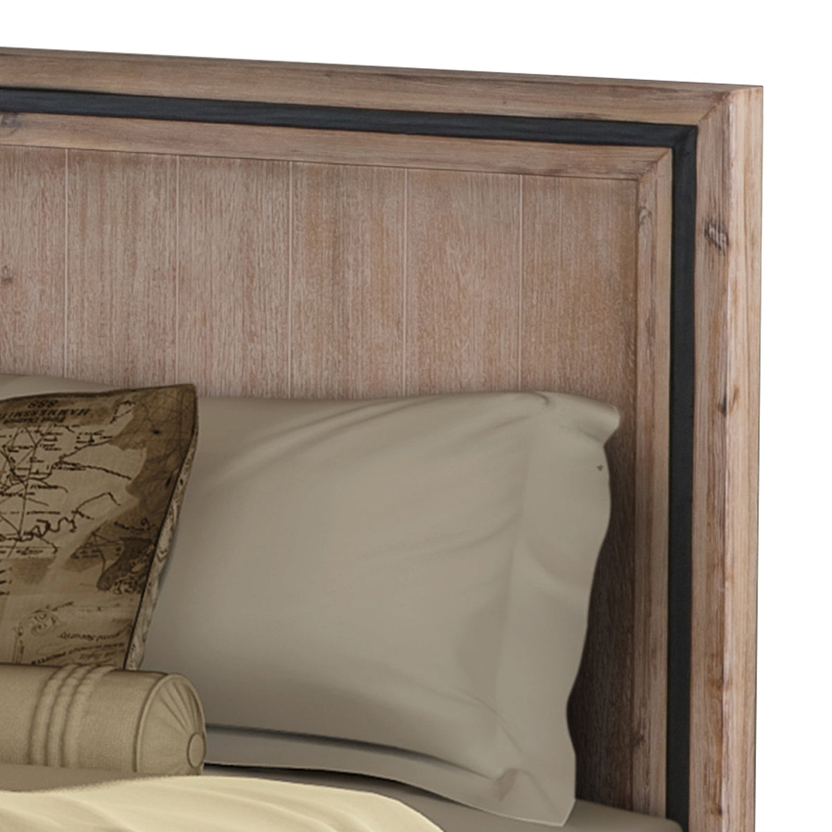 4 Pieces Bedroom Suite Queen Size Silver Brush in Acacia
