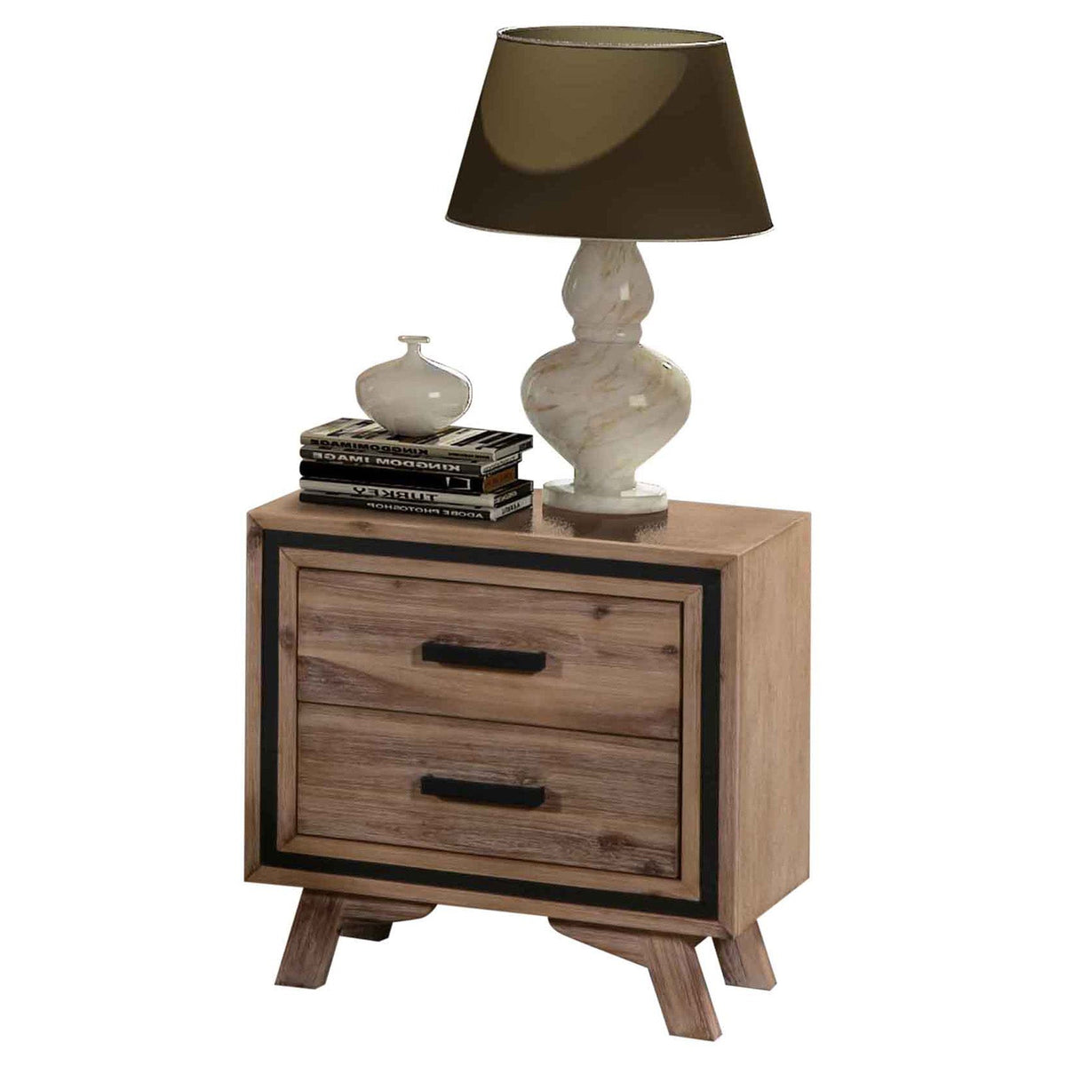 4 Pieces Bedroom Suite Queen Size Silver Brush in Acacia