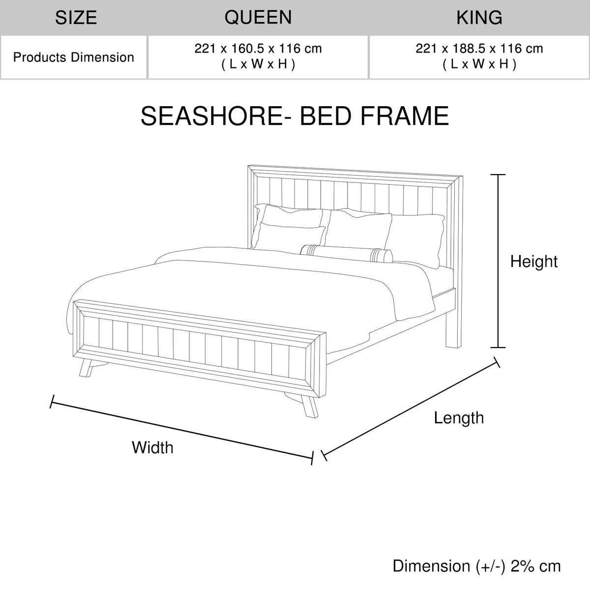 4 Pieces Bedroom Suite Queen Size Silver Brush in Acacia