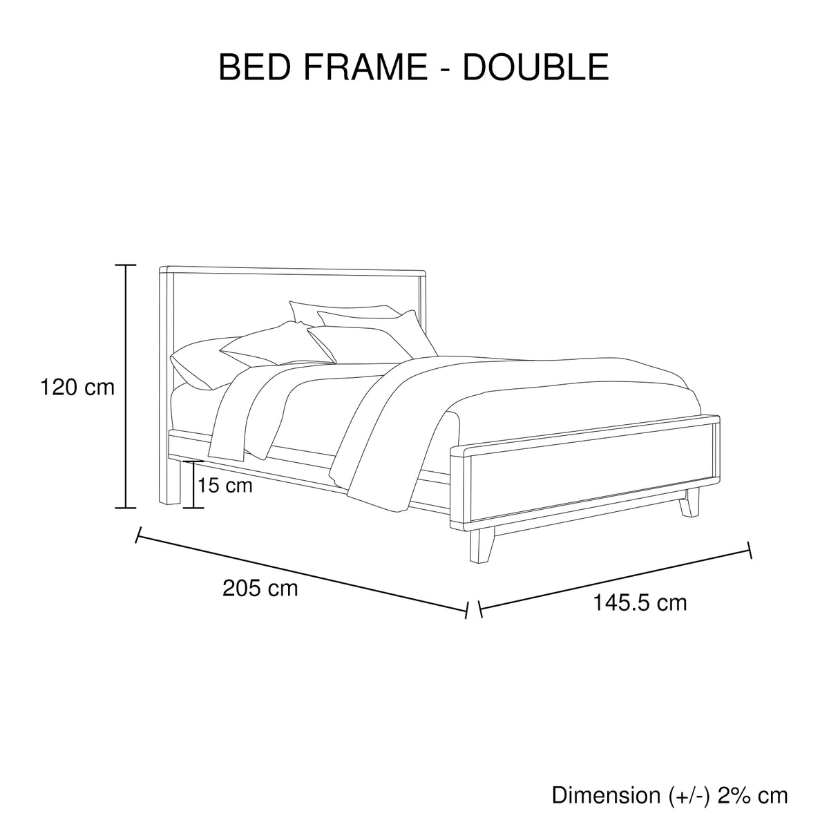 4 Pieces Bedroom Suite Double Size in Solid Wood Antique