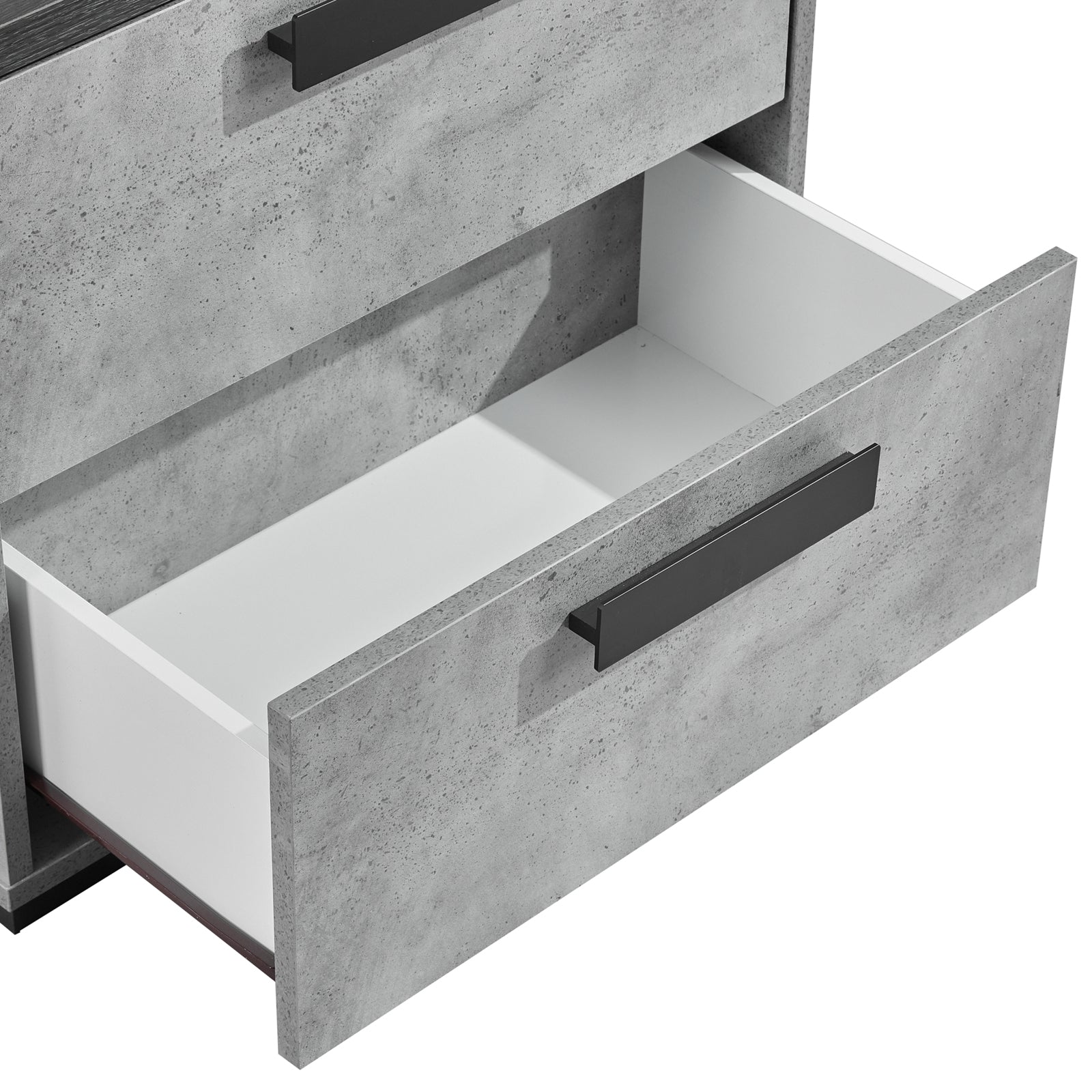 Bedside Table with 2 Storage Drawers MDF Combination of Black & Cement Colour Nightstand