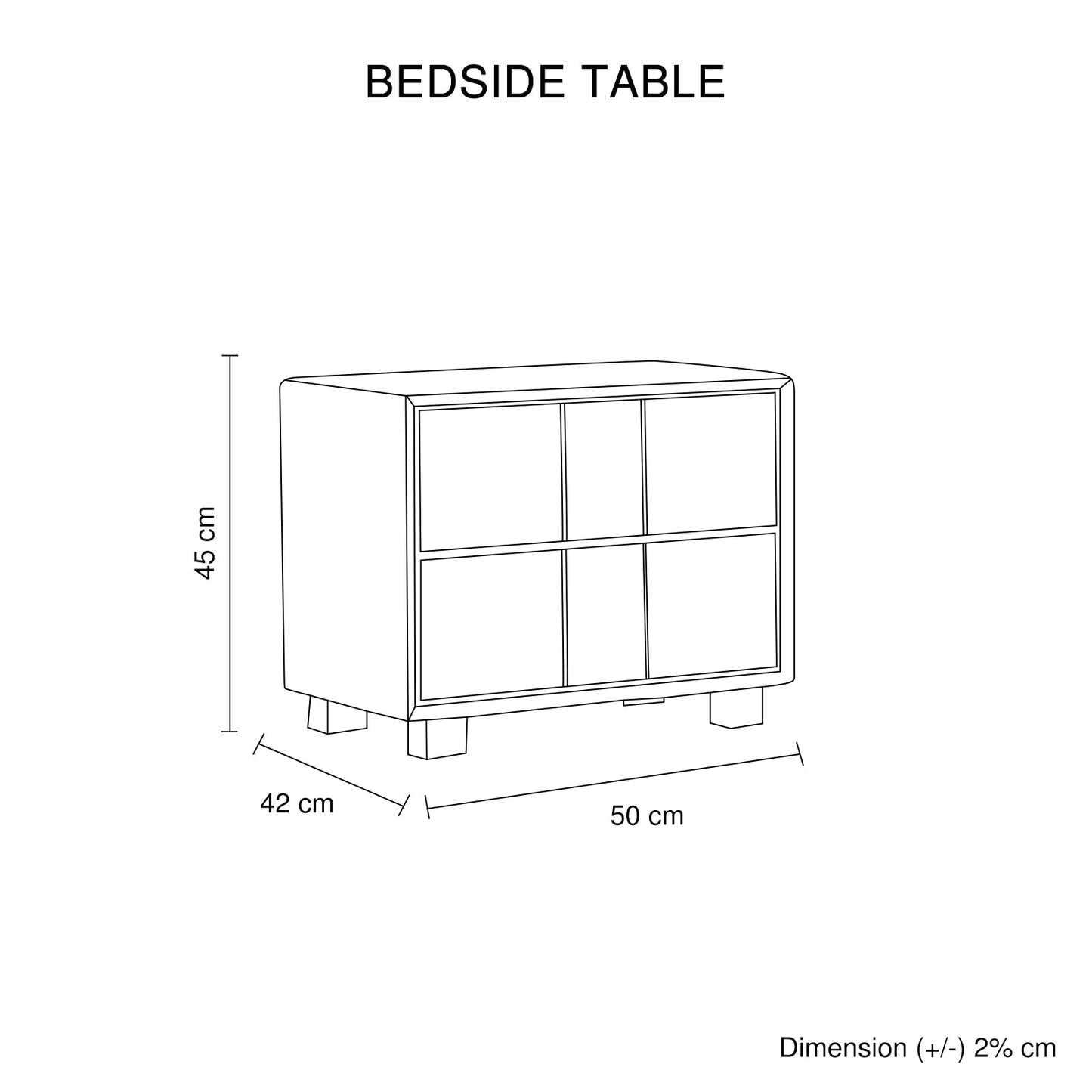 Louis Bedside Table MDF With PU Leather Wooden Legs