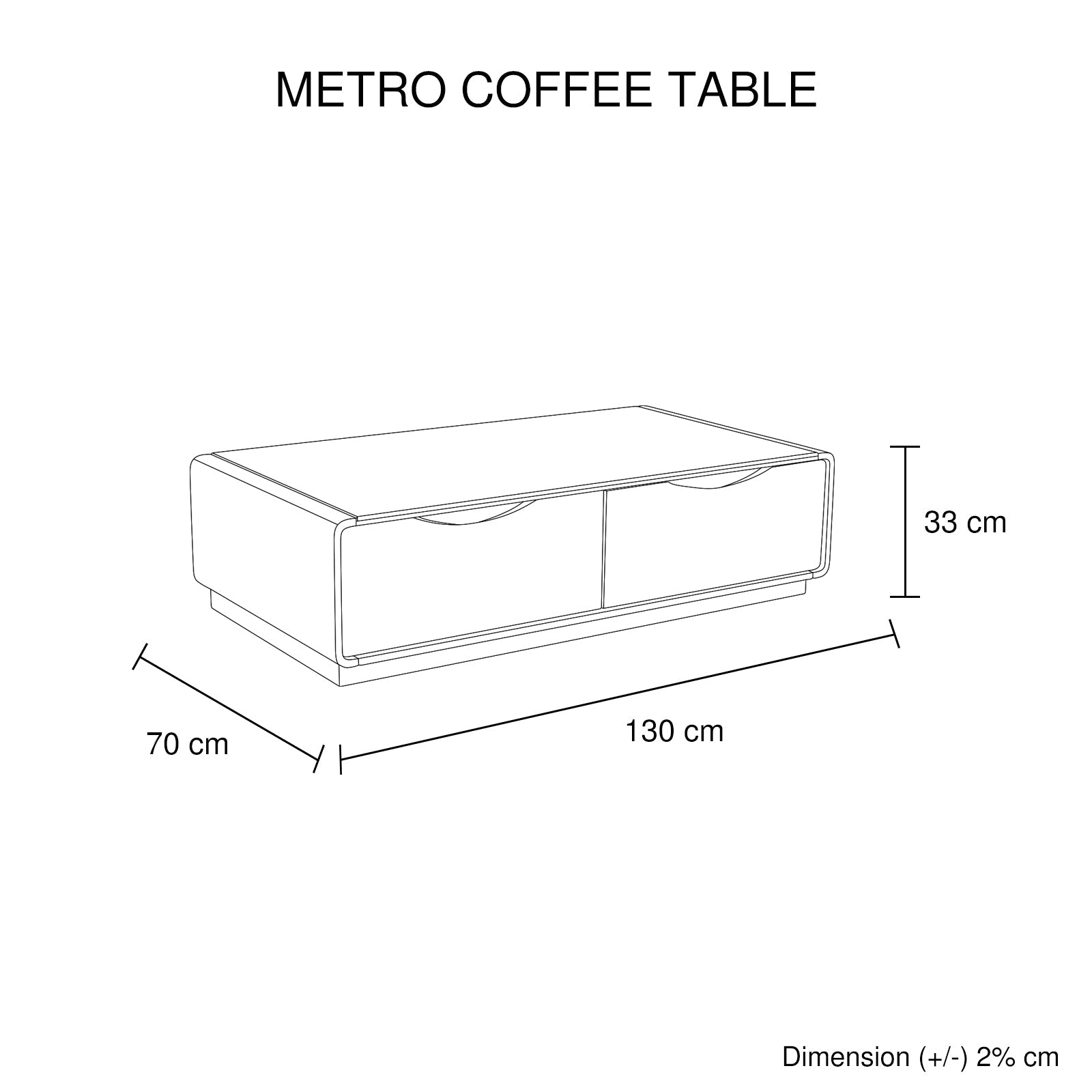 Coffee Table High Gloss Finish MDF Black & White Colour with 2 Drawers Storage