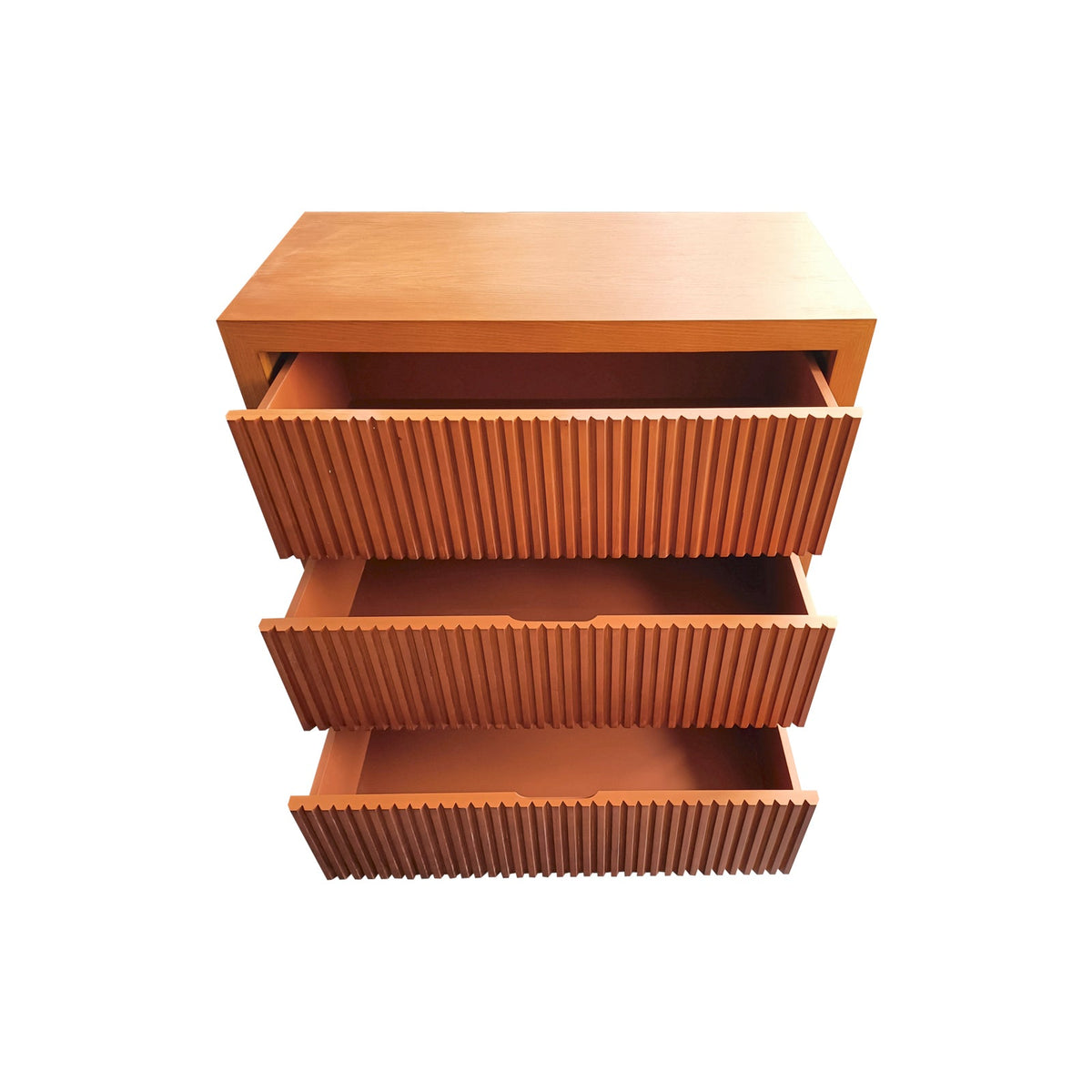 Tallboy MDF Brown Colour Waveform Design Three Drawers