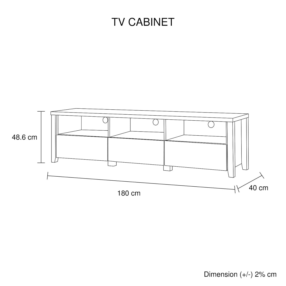 TV Cabinet 3 Storage Drawers with Shelf Natural Wood like