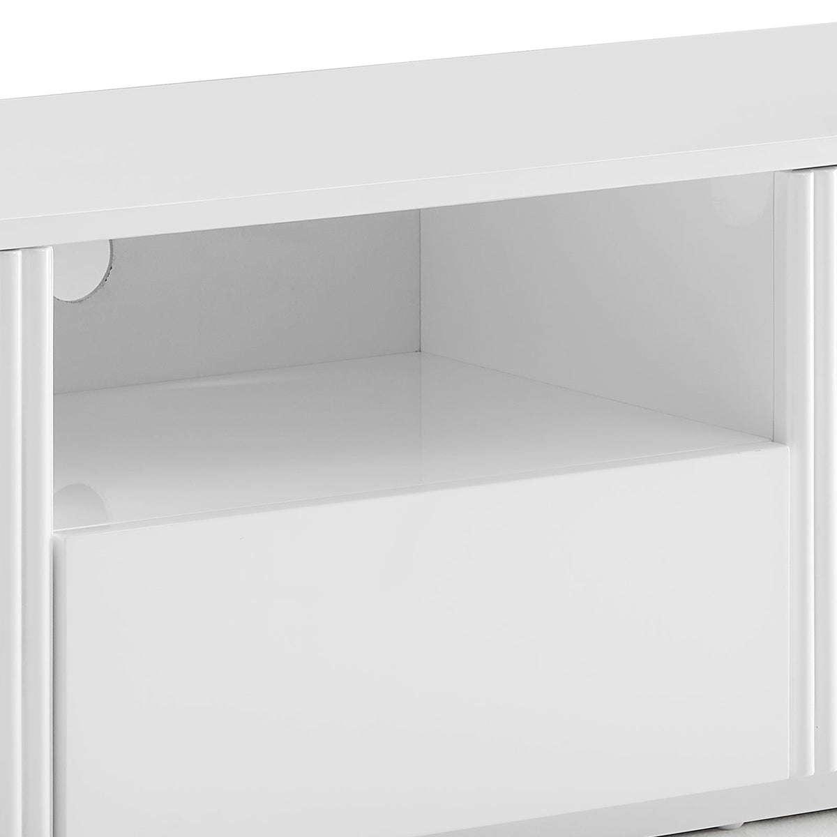 TV Cabinet Storage Drawer MDF Glossy Entertainment Unit, White