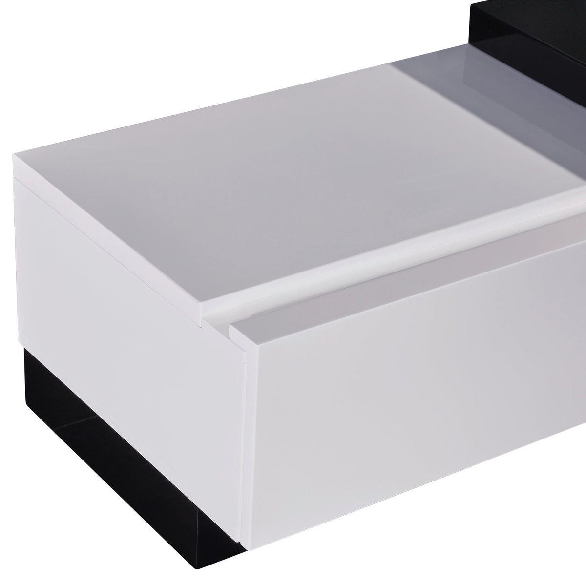 TV Cabinet with 2 Storage Drawers With High Glossy Assembled, Black