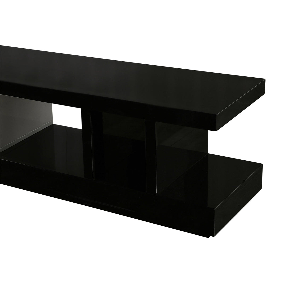 TV Cabinet with 2 Storage Drawers With High Glossy Assembled, Black