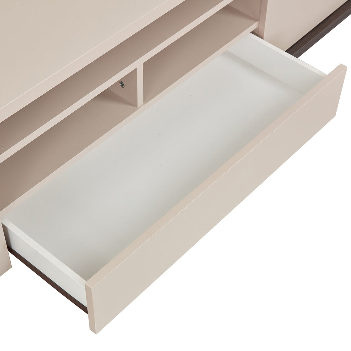 TV Cabinet with Storage Drawer Open Shelve Cabinet MDF, Champagne