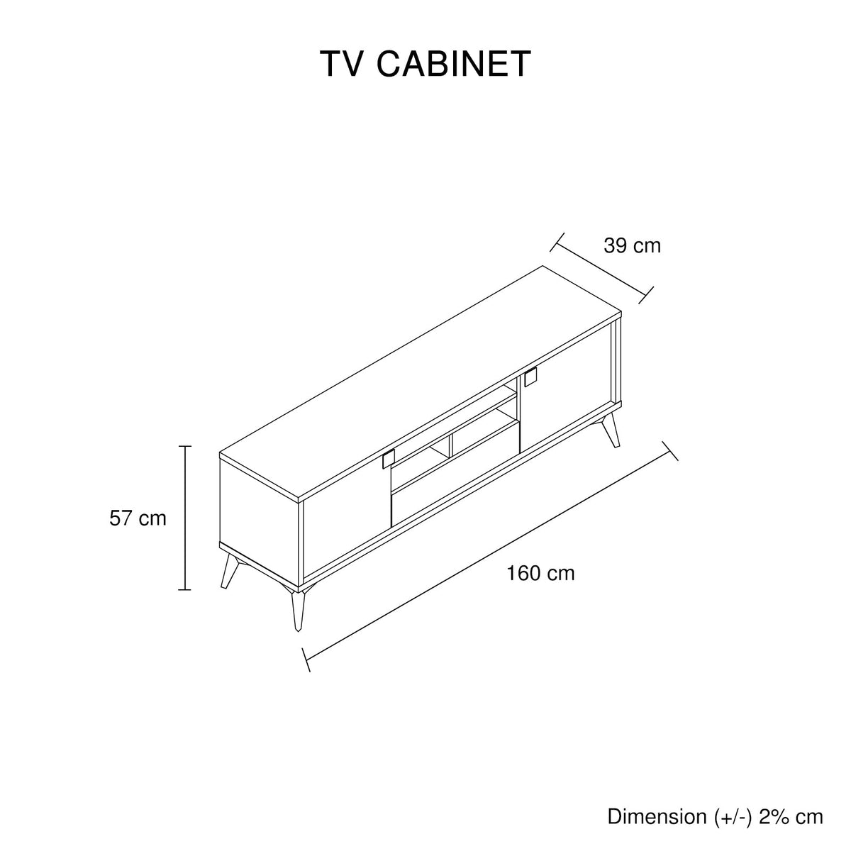 TV Cabinet with Storage Drawer Open Shelve Cabinet MDF, Champagne