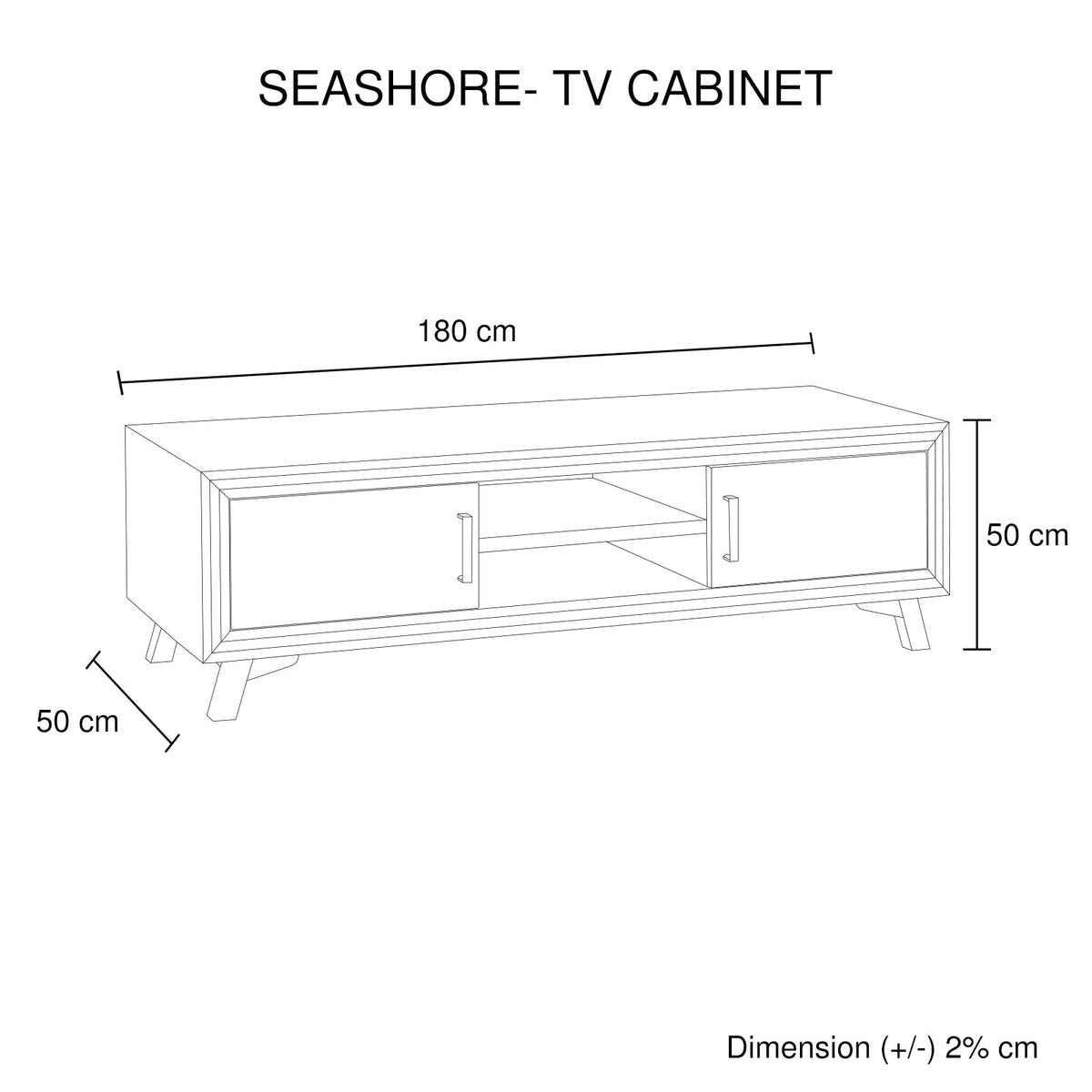 TV Cabinet with 2 Storage Drawers Cabinet Solid Acacia Wooden